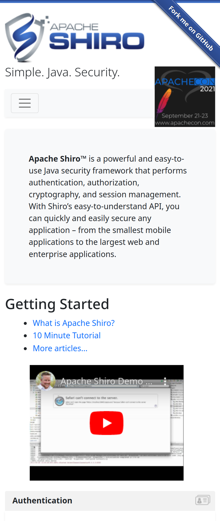 Apache Shiro mobile website
